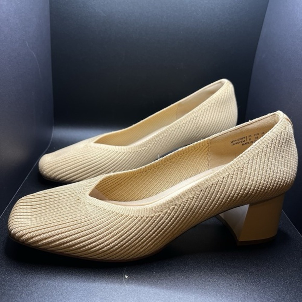 BURUDANI Low Chunky‎ Block Heel Square Toe Knit Wedding Dress Pump Shoes Sz 8